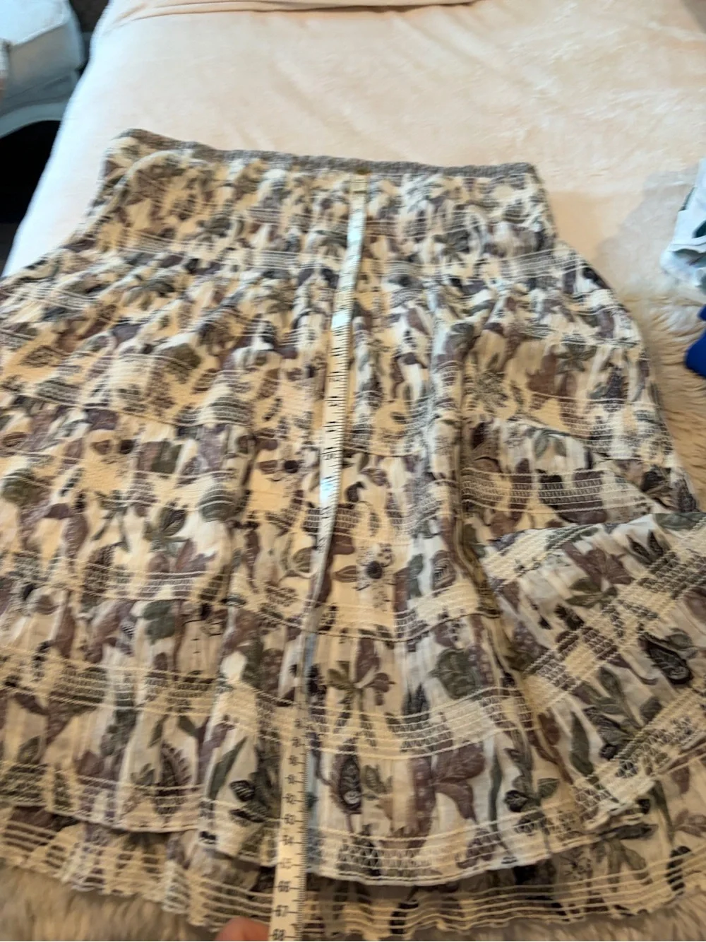 Tory burch smocked skirt 14 peasant boho midi xl floral